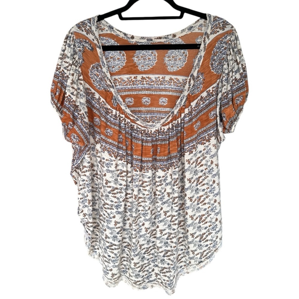 Free People Paisley printed t-shirt in ivory size Small - Picture 3 of 8